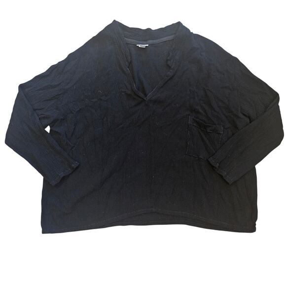 Artists & Revolutionaries Black Boxy V-Neck Long Sleeve One Size Minimalist - Picture 1 of 6